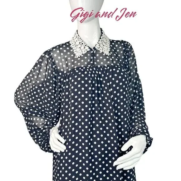 Kate spade Domino Dot Swing Dress Size Medium Black - Picture 4 of 9